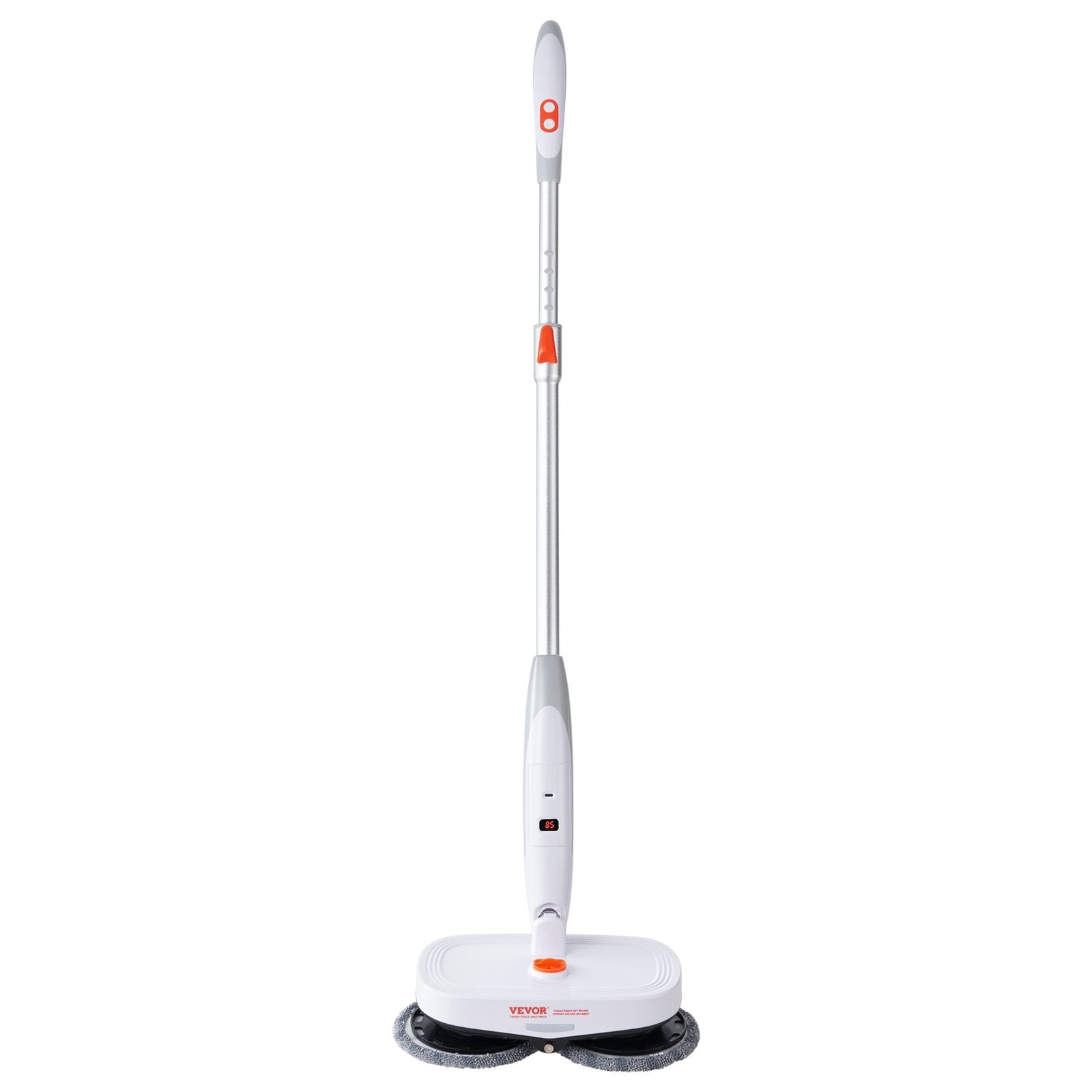 VEVOR Cordless Electric Mop, Electric Spin Mop With Water Tank, Up To 40 Mins Battery, LED Headlight, Dual Mop Heads, 4 Microfiber Pads  4 Trapezoid Microfiber Pads, For Hardwood Tile Floor Cleaning