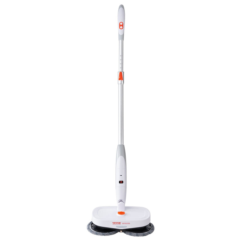 VEVOR Cordless Electric Mop, Electric Spin Mop With Water Tank, Up To 40 Mins Battery, LED Headlight, Dual Mop Heads, 4 Microfiber Pads  4 Trapezoid Microfiber Pads, For Hardwood Tile Floor Cleaning