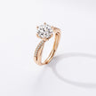 Affordable Luxury Style Champagne Gold Ring Personality Micro-inlaid Twisted Arm Six-claw