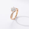 Affordable Luxury Style Champagne Gold Ring Personality Micro-inlaid Twisted Arm Six-claw
