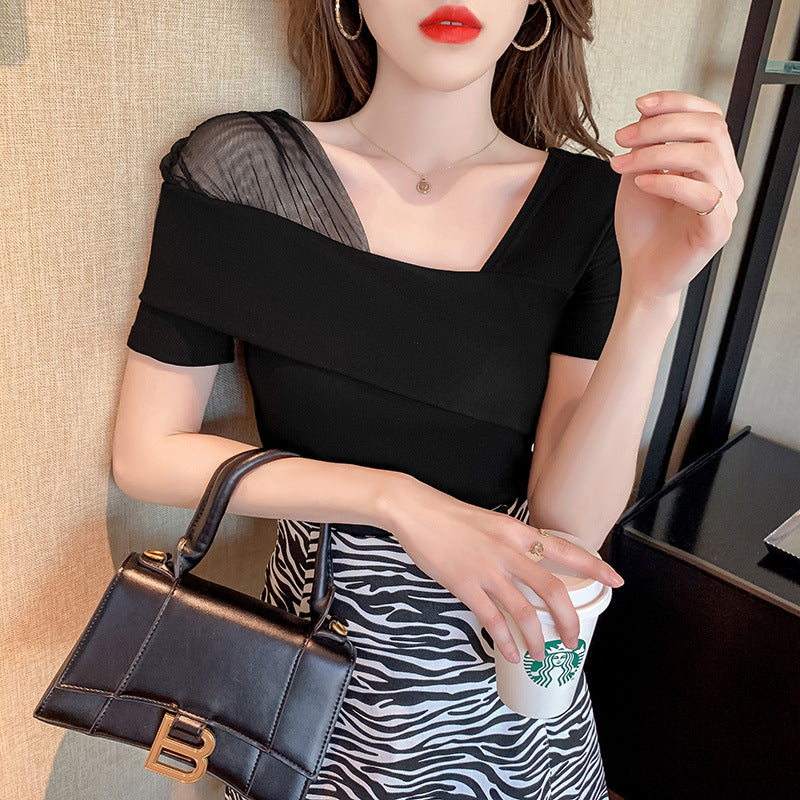 Summer Korean Slim Short Sleeve T-shirt Women