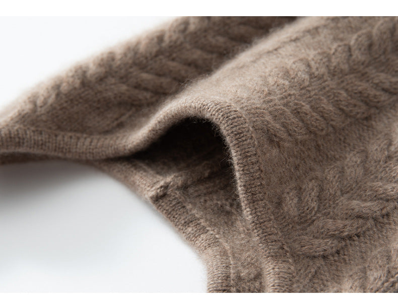 New Cashmere Ear Protection Twisted Thickened Solid Color Wool Knitted Hat