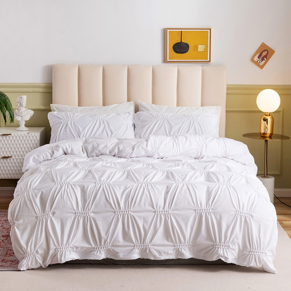 Craftsmanship Plain Solid Color Quilt Cover Pillowcase Bedding