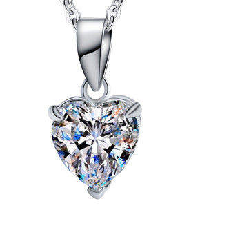 S925 Sterling Silver Moissanite Pendant Heart Necklace