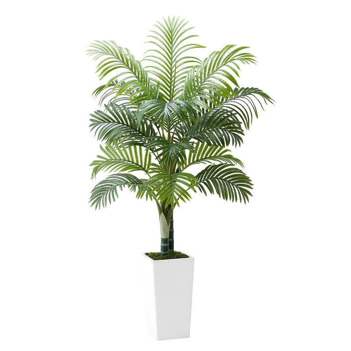 Artificial Areca Palm Tree 1524 Mm, Fake Palm Tropical Plants With White Tall Planter, Faux Floor Silk Plant In Pot, Large Trees For Home Office Living Room Decor House Warming, Indoor Outdoor