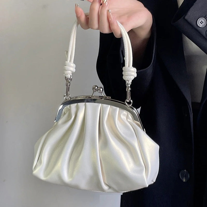 Casual Fashion Cloud Portable Cute Pleated Clip Bag