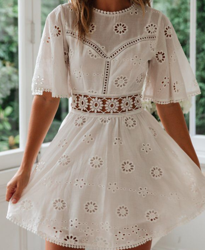 Lace patchwork cotton dress