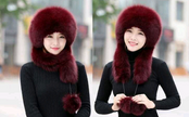 Women Fur Grass Fox Fur Hat Dome Mongolian Hat Thick Warm Russian Wind Snow
