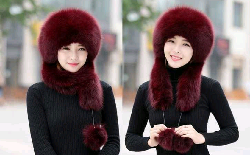 Women Fur Grass Fox Fur Hat Dome Mongolian Hat Thick Warm Russian Wind Snow