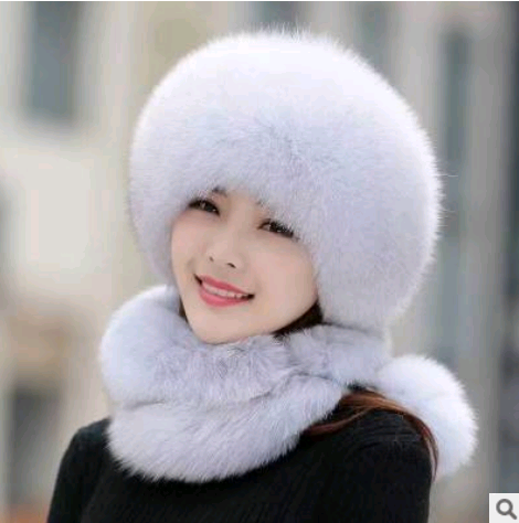 Women Fur Grass Fox Fur Hat Dome Mongolian Hat Thick Warm Russian Wind Snow