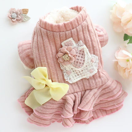 Pet Dog Clothes Cat Princess Skirt Cotton Padded Clothes