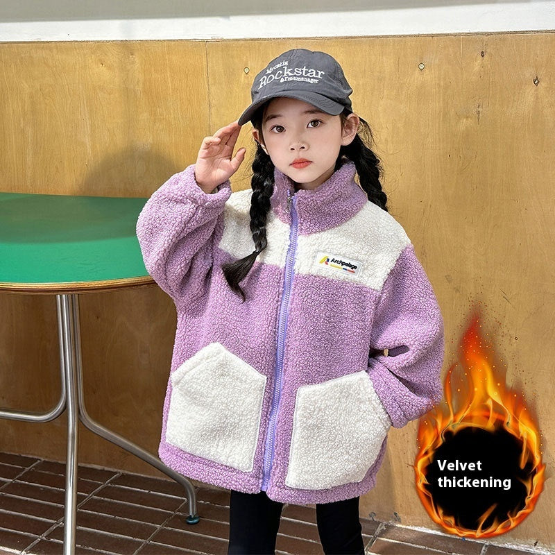 Coat Fashion Casual Girl Boy Thickened Medium And Small Children Winter Coat