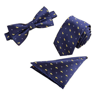 Tie Set 6cm Men's British Korean Embroidered Striped Bow Tie Square Scarf Tie Three-piece Set