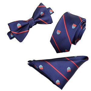 Tie Set 6cm Men's British Korean Embroidered Striped Bow Tie Square Scarf Tie Three-piece Set