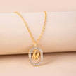 Crystal Letter Necklace Gold Name Initial Alphabet Oval Pendant Necklaces For Women