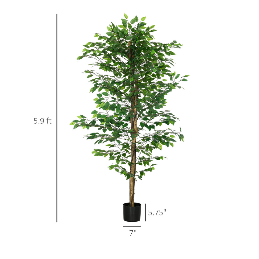 6ft Artificial Tree, Indoor Fake Ficus with Pot, for Home Office Living Room Decor