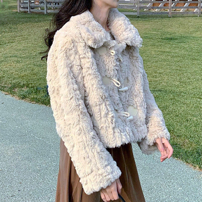 Lamb Fur Coat, Female Faux Fur, Rabbit Hair Embossed