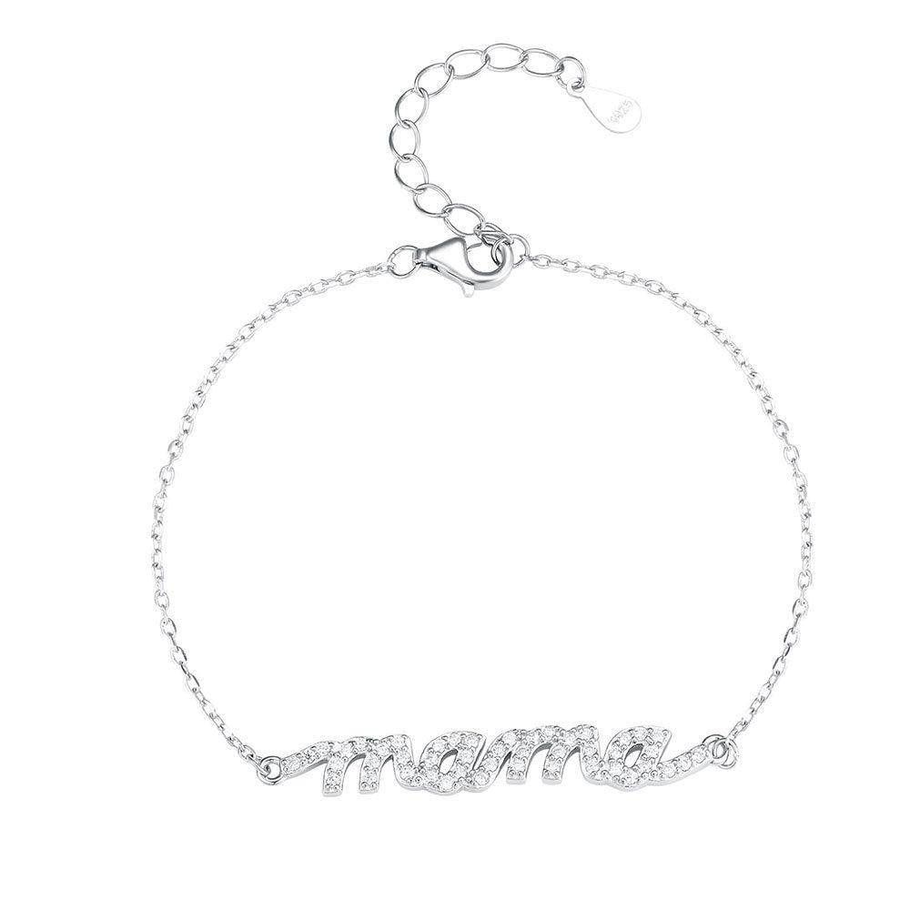 S925 Sterling Silver Diamond Letters Mama Bracelet