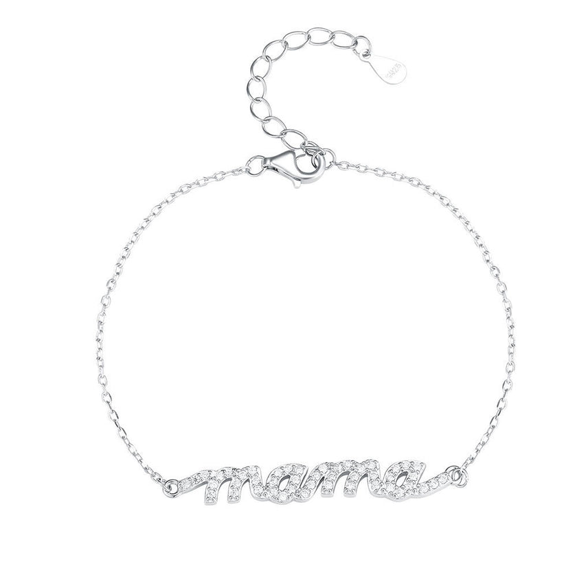 S925 Sterling Silver Diamond Letters Mama Bracelet