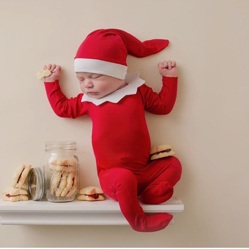 Christmas Theme Red Romper Photography Suit