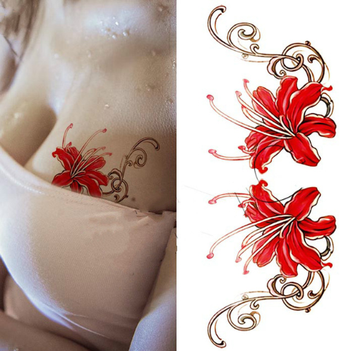 Flower tattoo sticker color sketch tattoo sticker flower peony rose plum tattoo sticker