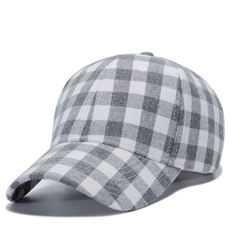 Black Red Check Peak Baseball Hat