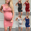 V-neck sleeveless vest solid color maternity dress