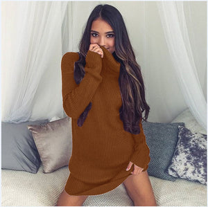 knitted dress loose turtleneck sweater blouse