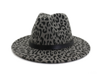 Wide Brim Leopard Wool Fedora Felt Hat For Women