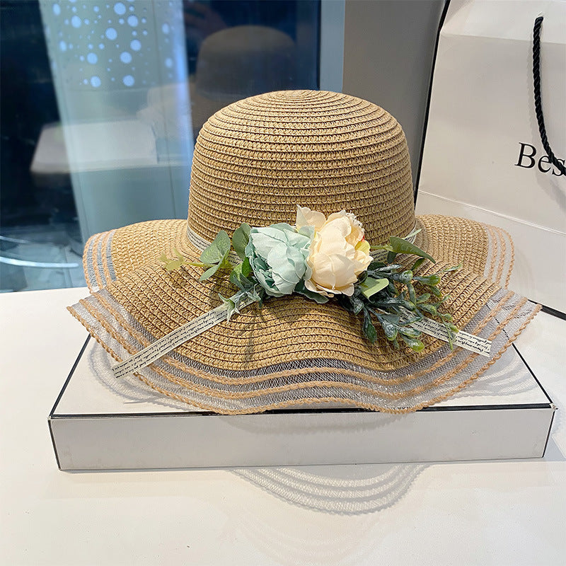 Straw Hat Women Sweet Big Brim Seaside Beach