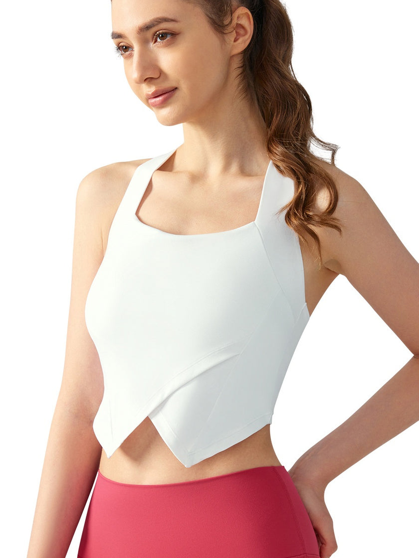 Square Collar Camisole Yoga Vest Top With Chest Pad Integrated