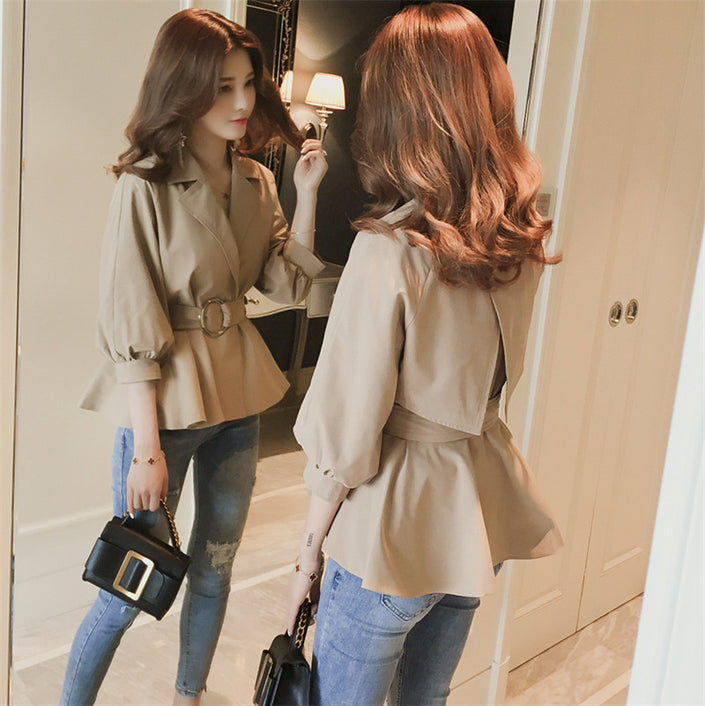 Color waist trench coat