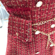 New Gold thread Plaid Suit Coat Women Notched Double breasted Feather Tassel Trim Slim Tweed Jacket With Free Belt bag
