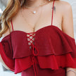 Strap dress red beach skirt