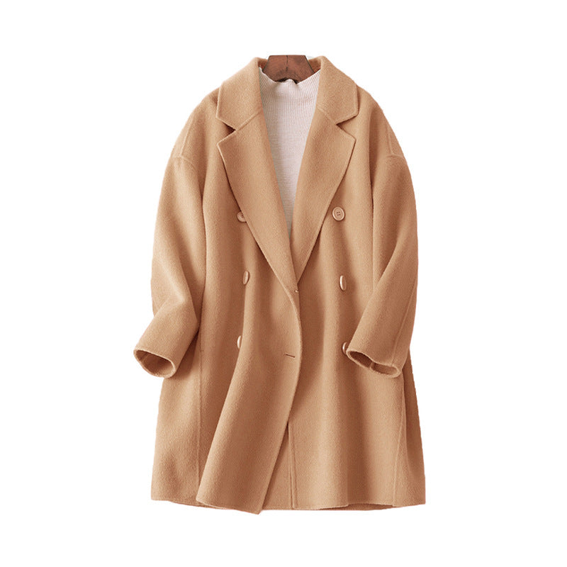 Double-breasted double-faced cashmere coat