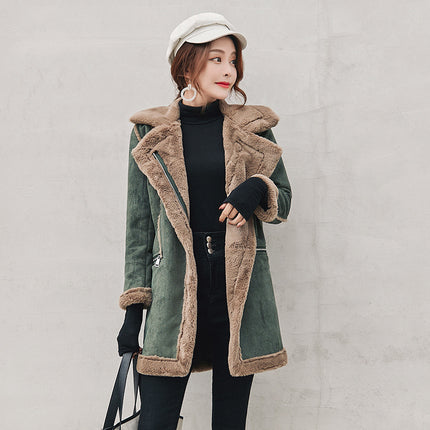 Deerskin cotton padded coat for women lambs