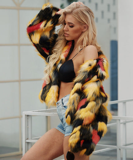 European and American popular faux fur and faux fur coat