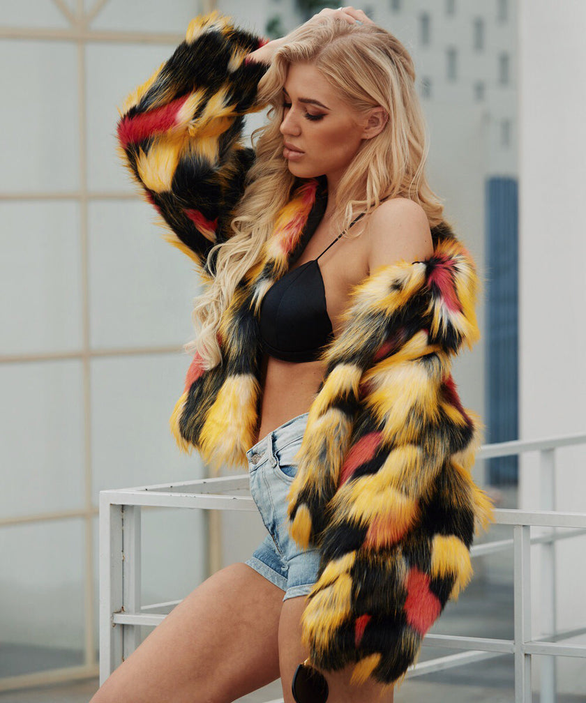 European and American popular faux fur and faux fur coat