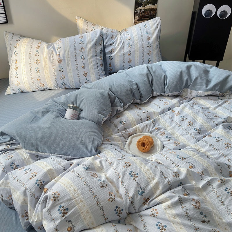 Washed Cotton Printed Four-piece Bedding Set