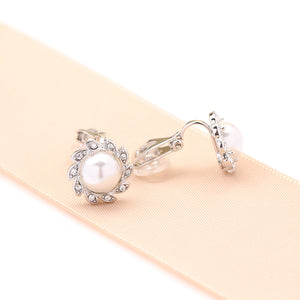 Simple Refined Rhinestone Artificial Pearl Earrings