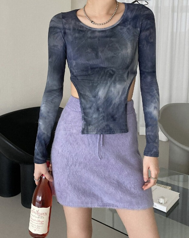 Vintage Halo Dyed Thread Hollow Out Bottom Shirt