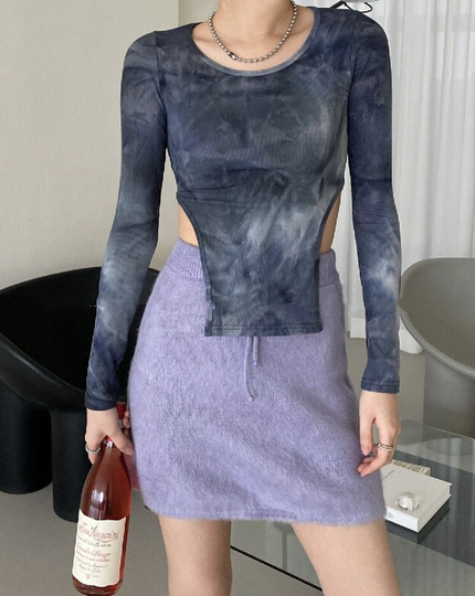 Vintage Halo Dyed Thread Hollow Out Bottom Shirt