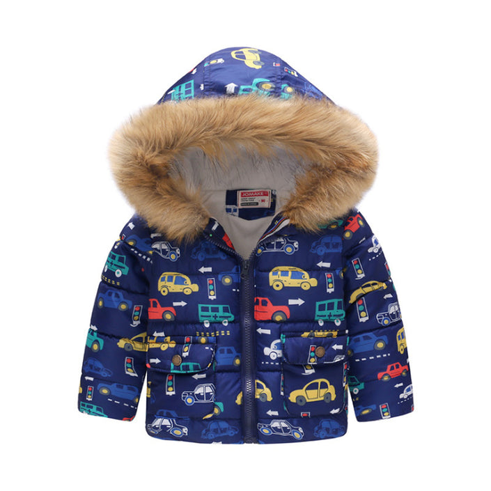 Printed hooded padded children's coat