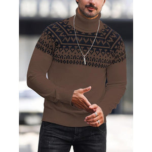 Men's Casual Printing High Collar Loose All-match Sweater