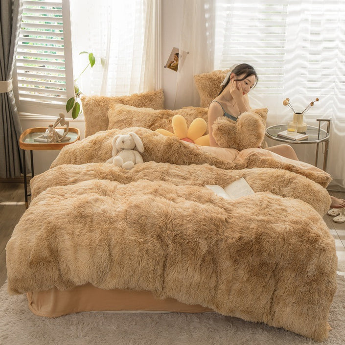 Mink Velvet Four-piece Printing Thickened Warm Bedding