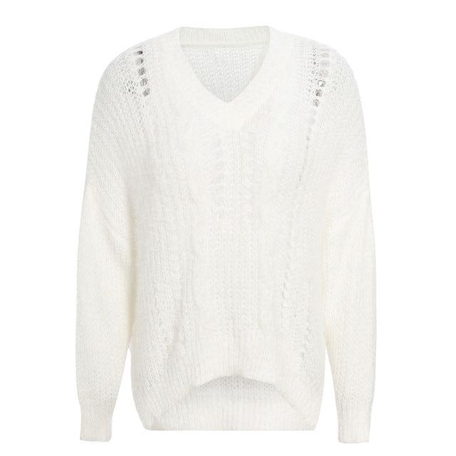 Hollow pullover sweater knit sweater