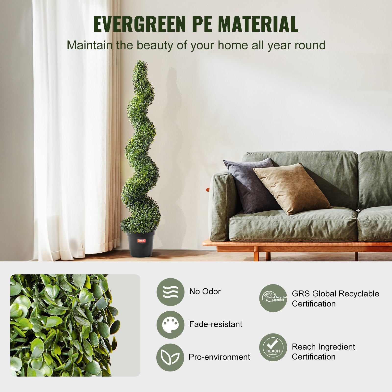 Artificial Boxwood Topiary Tree, 60 Inch Tall (2 Pieces), Spiral Faux Topiary Trees, Faux Plant W/ Extra Leaves & Pot & Small Decoration, UV Rated Greenery Set For Home Decor Indoor/Outdoor