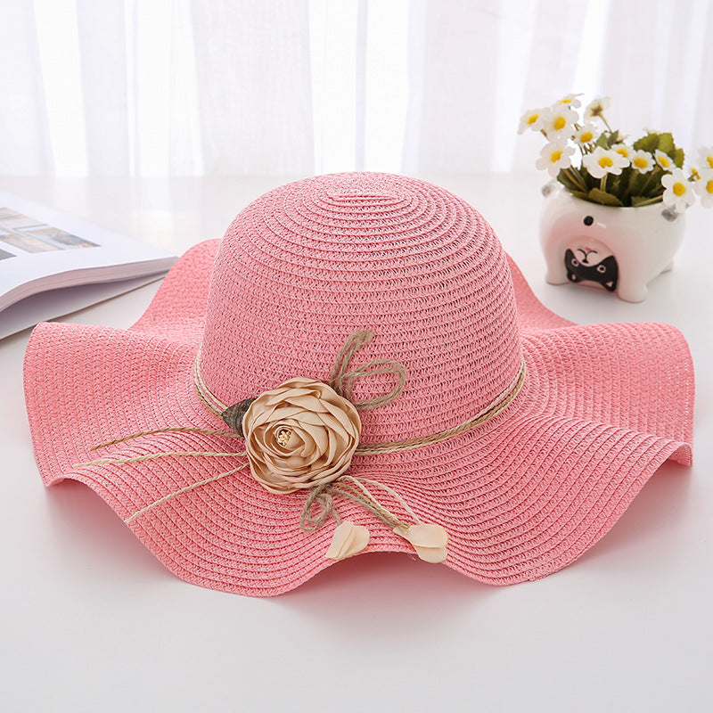 Women's Wavy Edge Big Brim Straw Hat Korean Travel