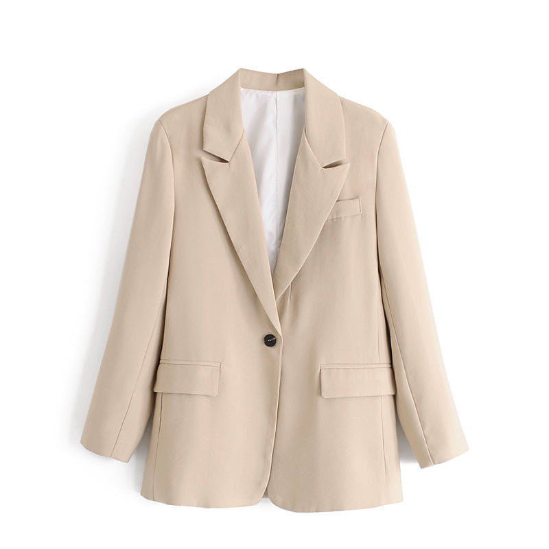 Slim Fit, All-match Buttoned Draped Blazer