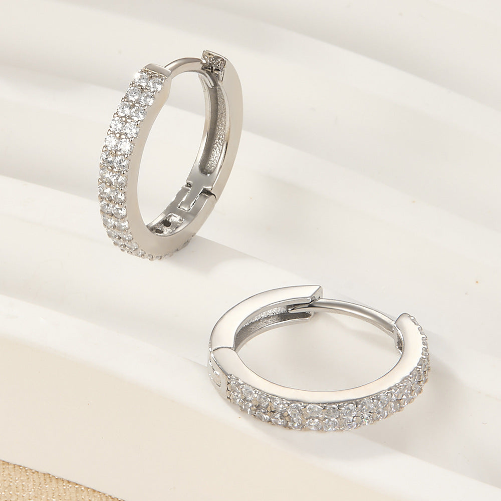 Women's Simple Graceful Big Circle Fine Zircon-embedded Earrings